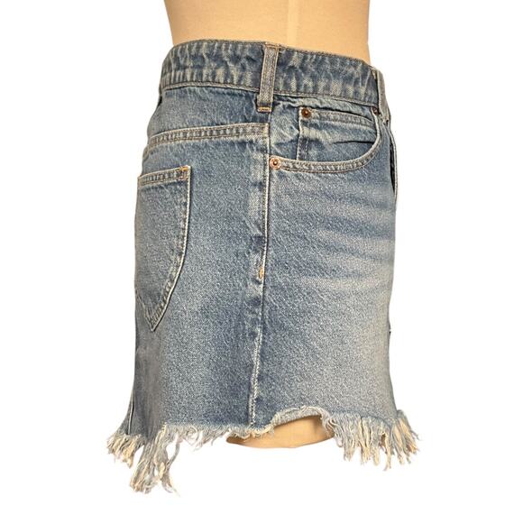 We The Free Denim Free People Mini Skirt Fringe Raw Hem Festival Boho Size 27 - Picture 4 of 9